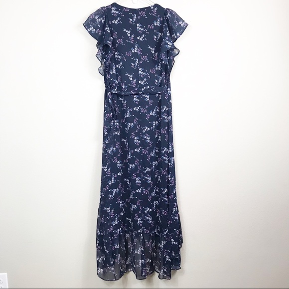 NWT Drew Navy Floral Maxi Wrap Dress w/Ruffles - S - Picture 3 of 6